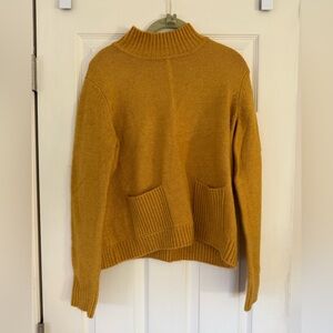 Madewell Mustard Turtleneck Sweater with Pockets